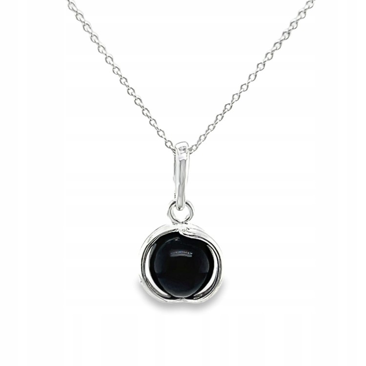 Silberanhänger mit natürlichem Onyx Draufsicht