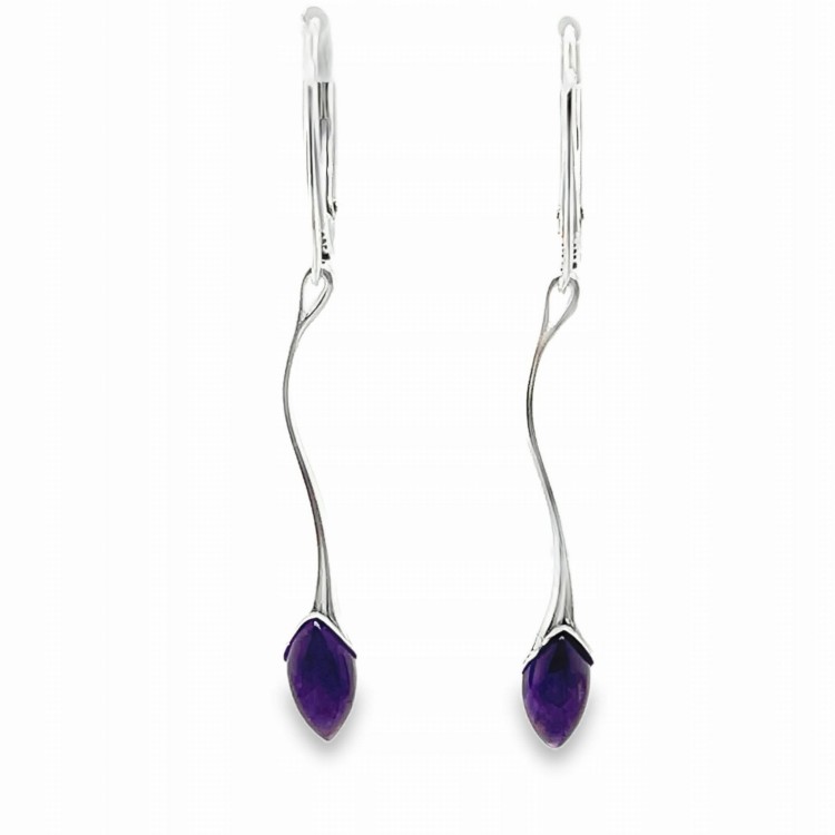 Silberne Ohrringe mit natürlichem Amethyst