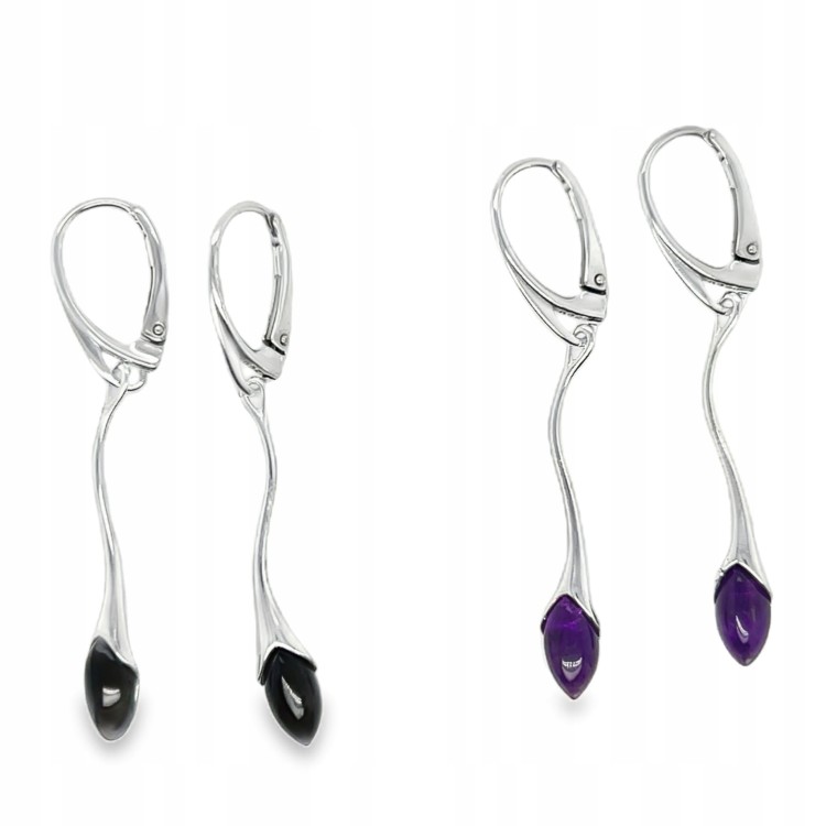 Minimalistisches Design Silberohrringe mit Amethyst