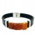 Herrenarmband Bernstein Cognac Leder Stahl