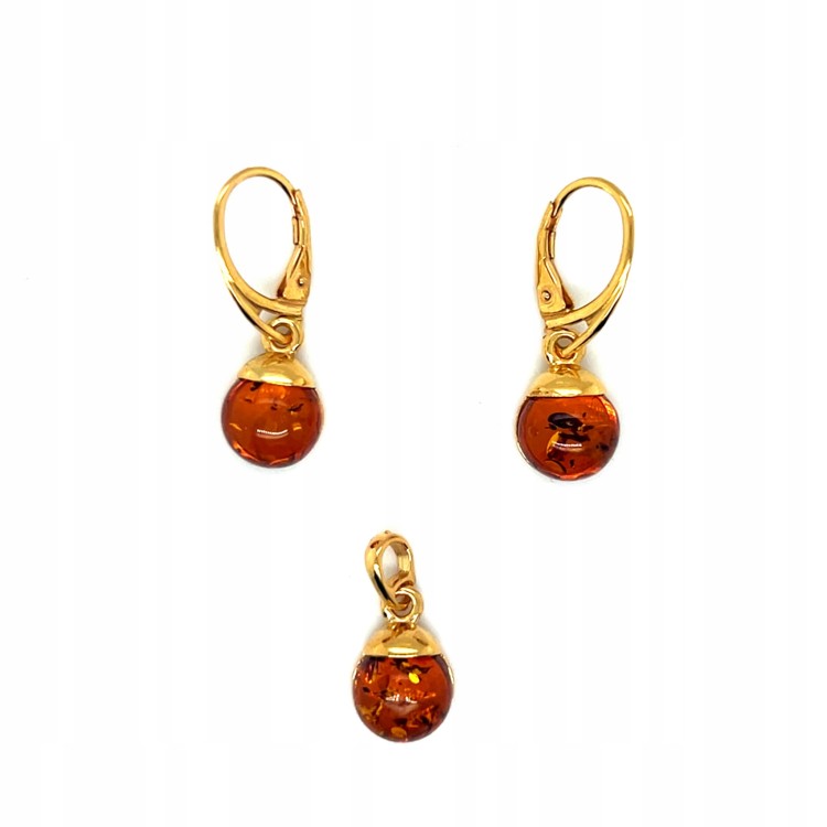 Vergoldeter Silberanhänger mit Bernstein