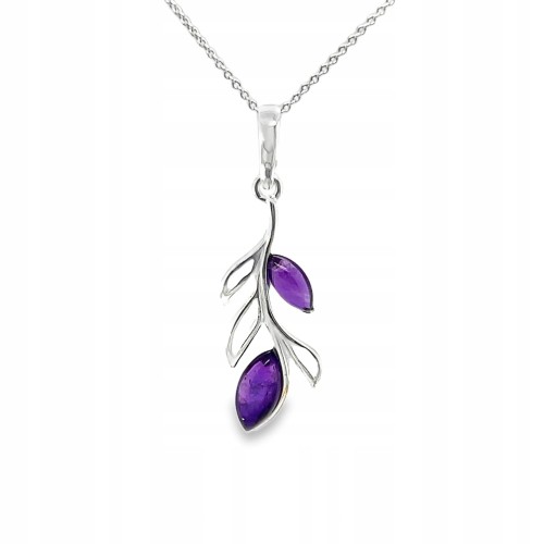 Silberanhänger mit natürlichem Amethyst Nahaufnahme