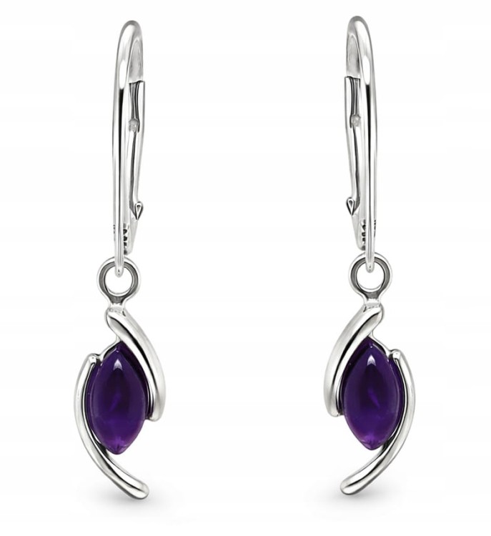 Silberohrringe mit natürlichem Amethyst