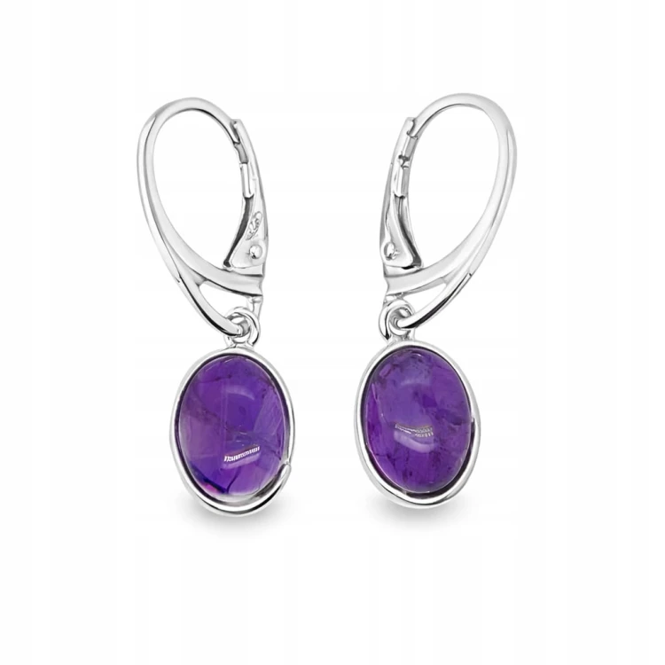 Silberohrringe mit natürlichem Amethyst