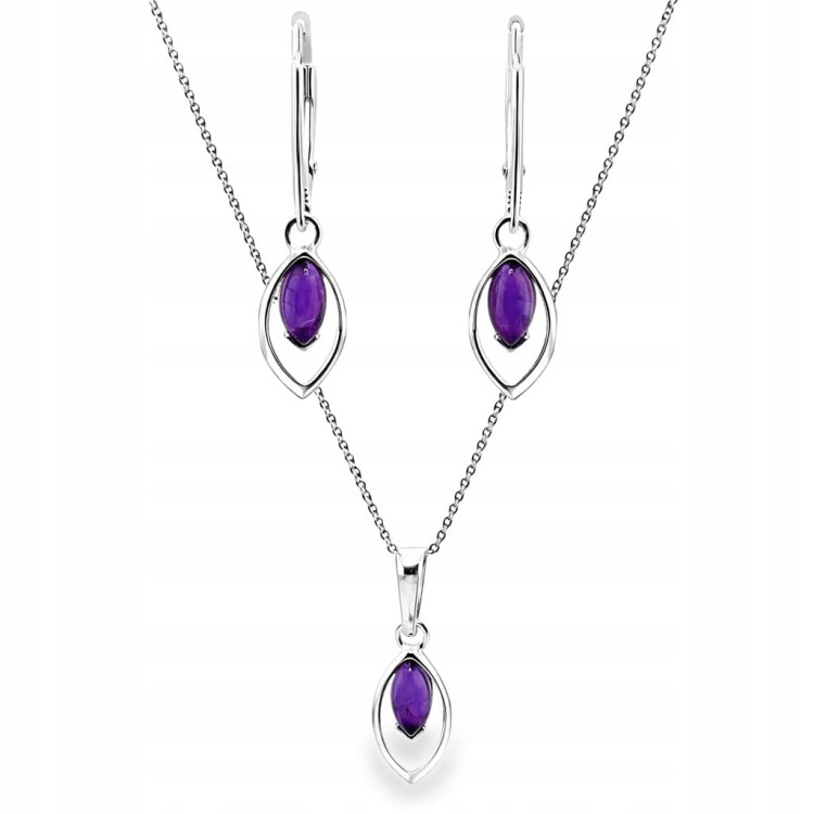 Silberne Ohrringe mit Amethyst Stein