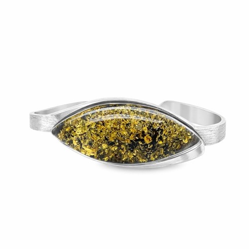 Silberarmband mit grünem baltischem Bernstein