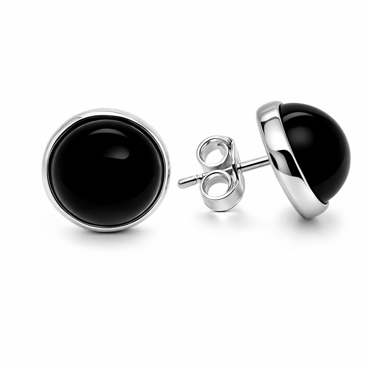Hochwertige Silberohrringe mit natürlichem Onyx