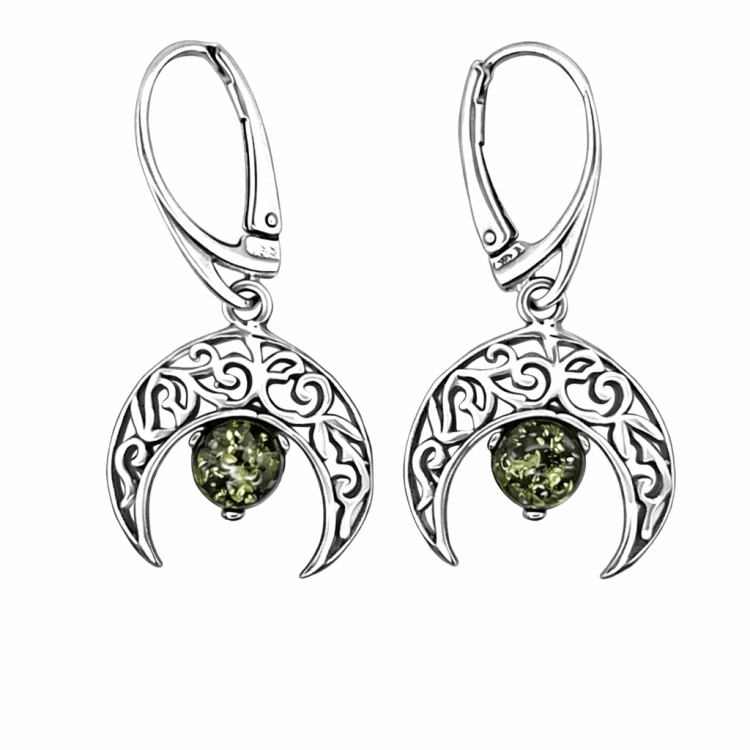 Silberohrringe mit Bernstein LUNULA Set