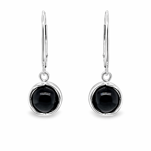Handgefertigte Silberohrringe mit Onyx-Naturstein