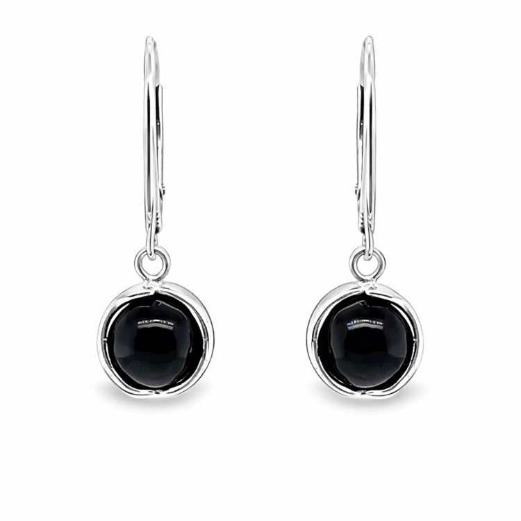 Handgefertigte Silberohrringe mit Onyx-Naturstein