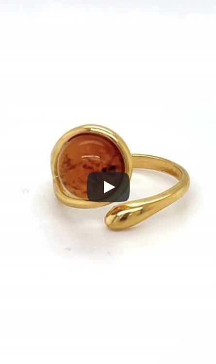 eleganter damenring mit naturbernstein verstellbar