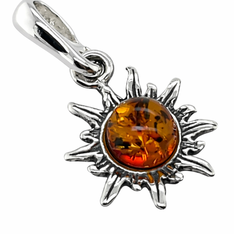 Anhänger aus 925er Silber mit Bernstein