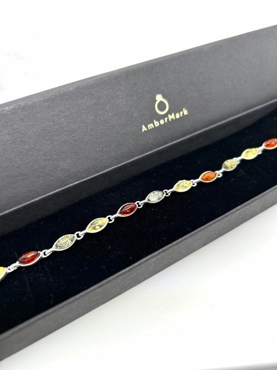 elegantes damenarmband silber bernstein