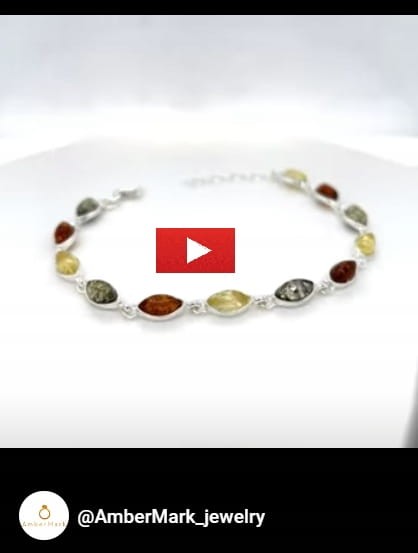 silberarmband mit naturbernstein