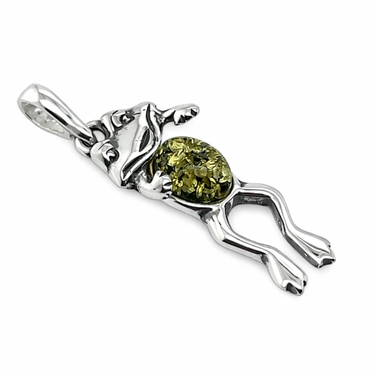 Anhänger Frosch mit cognacfarbenem Bernstein