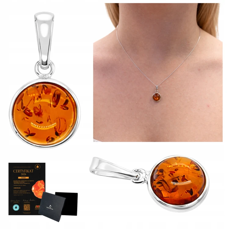 Eleganter Bernsteinschmuck Silberanhänger