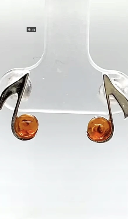 Bernstein Ohrstecker Note Silber Handarbeit