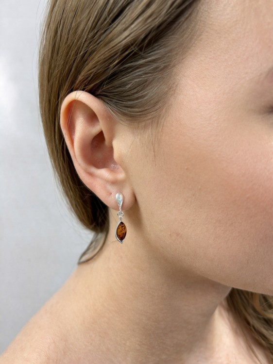 Silberne Ohrringe mit Naturbernstein Schmuck