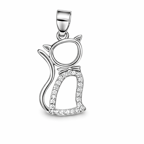 Detailansicht Katzenanhänger Silber