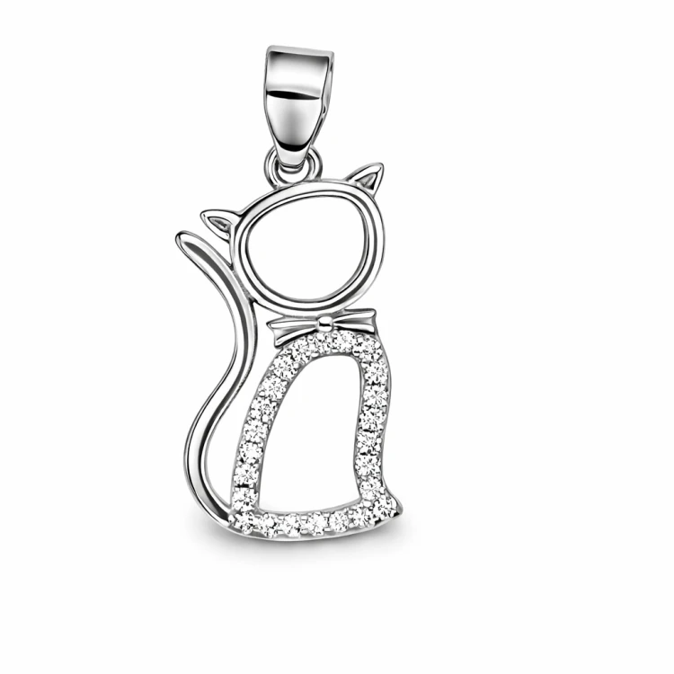 Detailansicht Katzenanhänger Silber