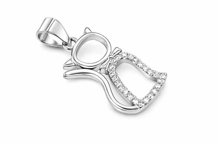 Silberner Schmuck Katze Zirkonia