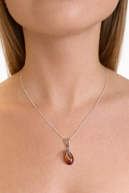 Schmuck Geschenk Bernstein Silber Tropfen