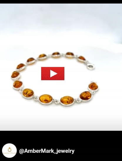 handgefertigtes silberarmband mit bernstein