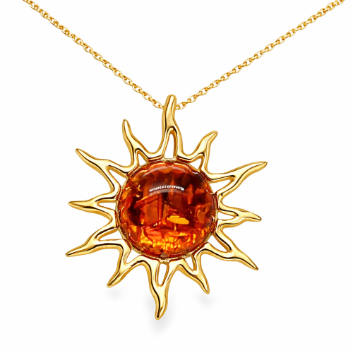 handgefertigter bernsteinschmuck anhänger sonne