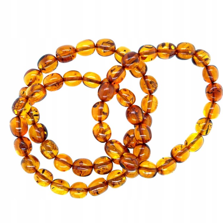 Bernsteinarmband auf Gummiband Kognak