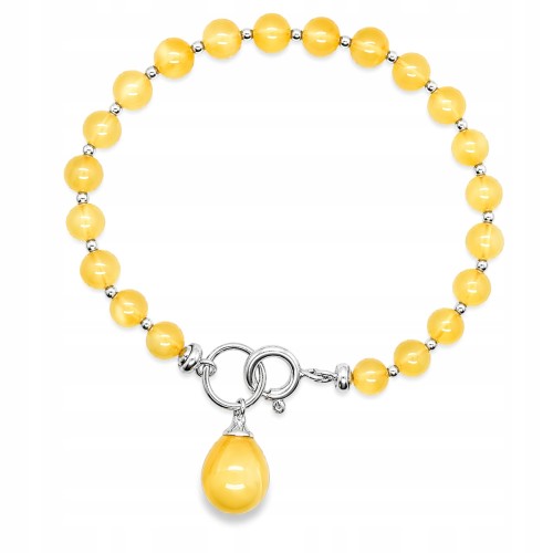 Silberarmband mit Naturbernstein Kugel