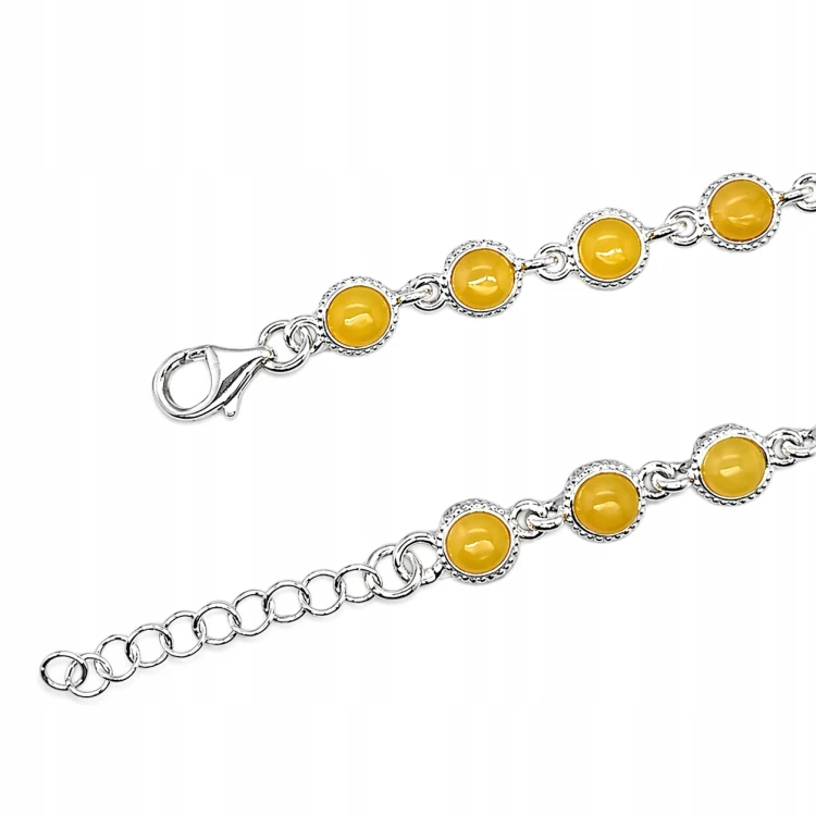 Handgefertigtes Silberarmband mit Naturbernstein