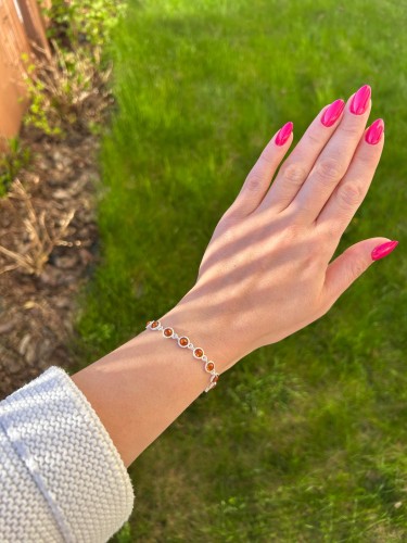 Silberarmband mit Naturbernstein cognac