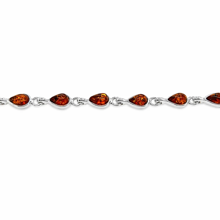 Handgefertigtes Bernsteinarmband aus Silber