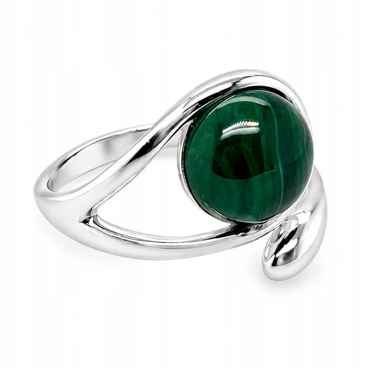 Detailaufnahme Malachit Ring Silber