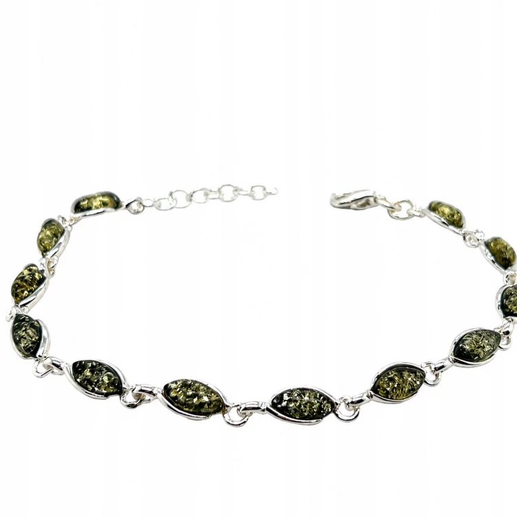 Elegantes Silberarmband mit natürlichem Bernstein