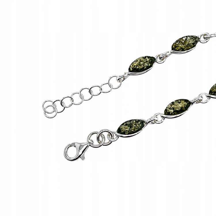 Grüner Bernstein Armband Detailansicht