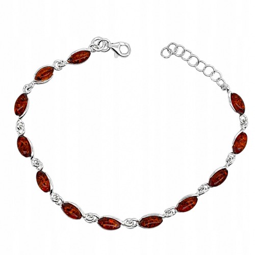 Elegantes silbernes Armband mit cognacfarbenem Bernstein