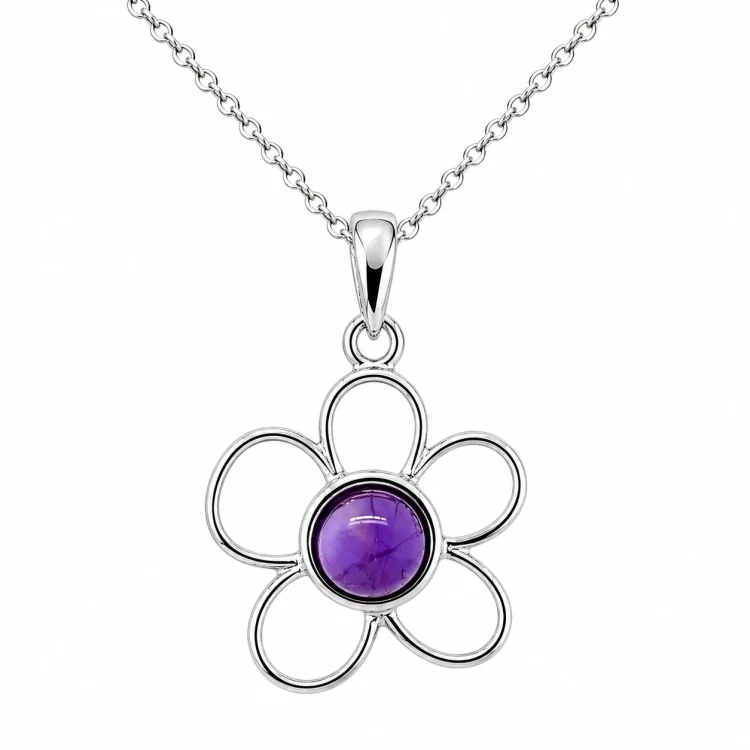 Handgefertigter Silberschmuck mit violettem Amethyst
