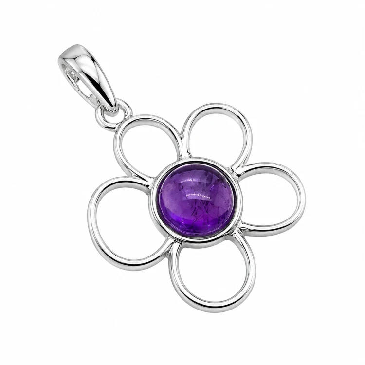 Amethystanhänger Blume in einer Geschenkbox