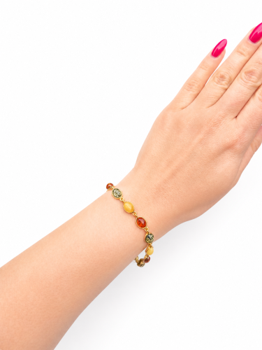details des bernstein armbands silber