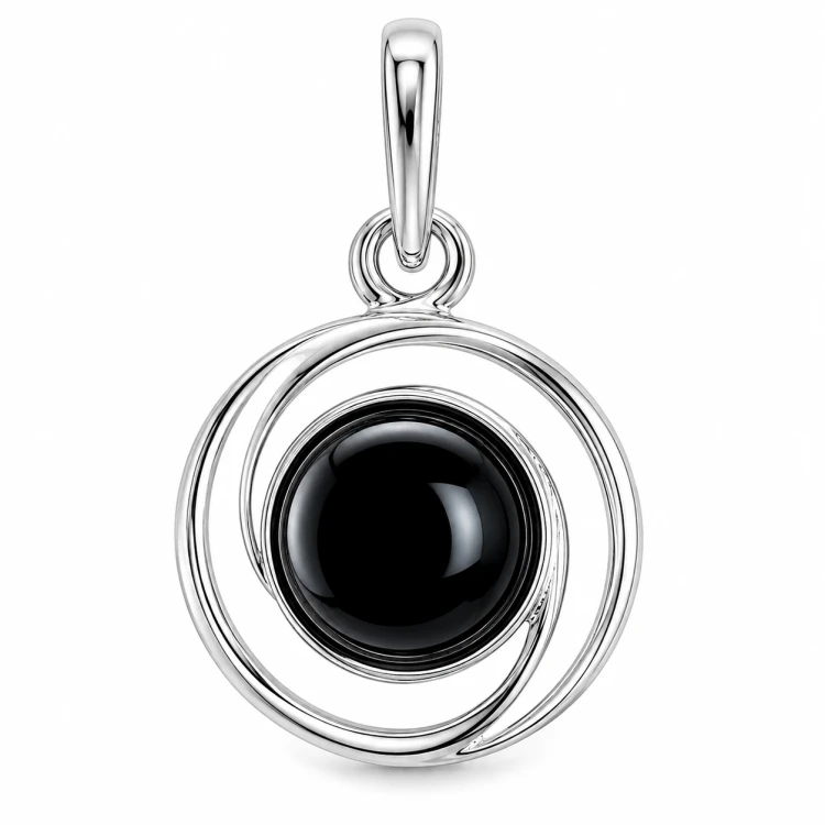 Silberanhänger mit Onyx Detailansicht