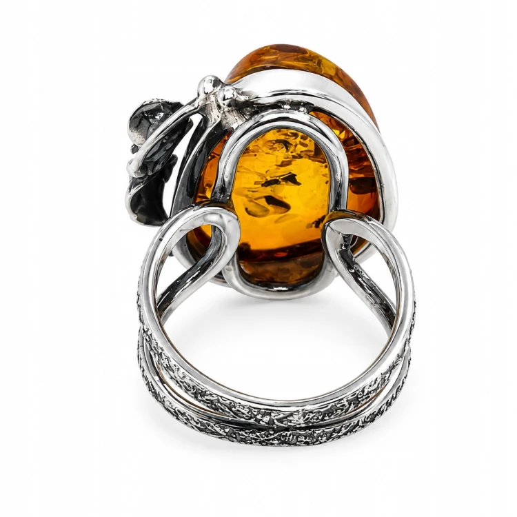 Eleganter Schmuckring mit Bernstein Rose