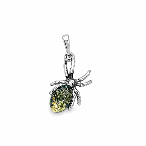 Herrenschmuck Spinne am schwarzen Lederband