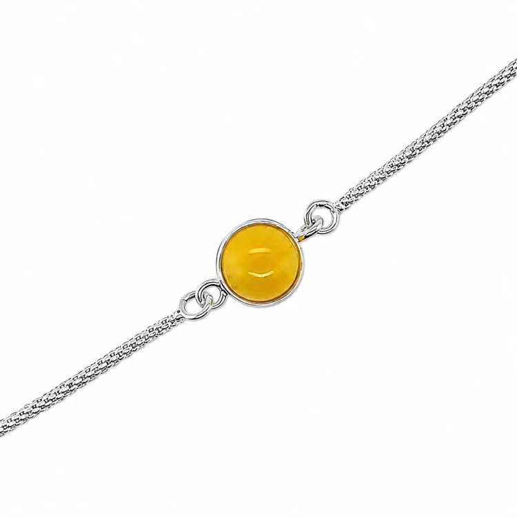 Silberarmband Auge Detailansicht Bernstein