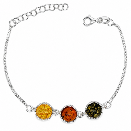 Silberarmband mit cognacfarbenem Bernstein