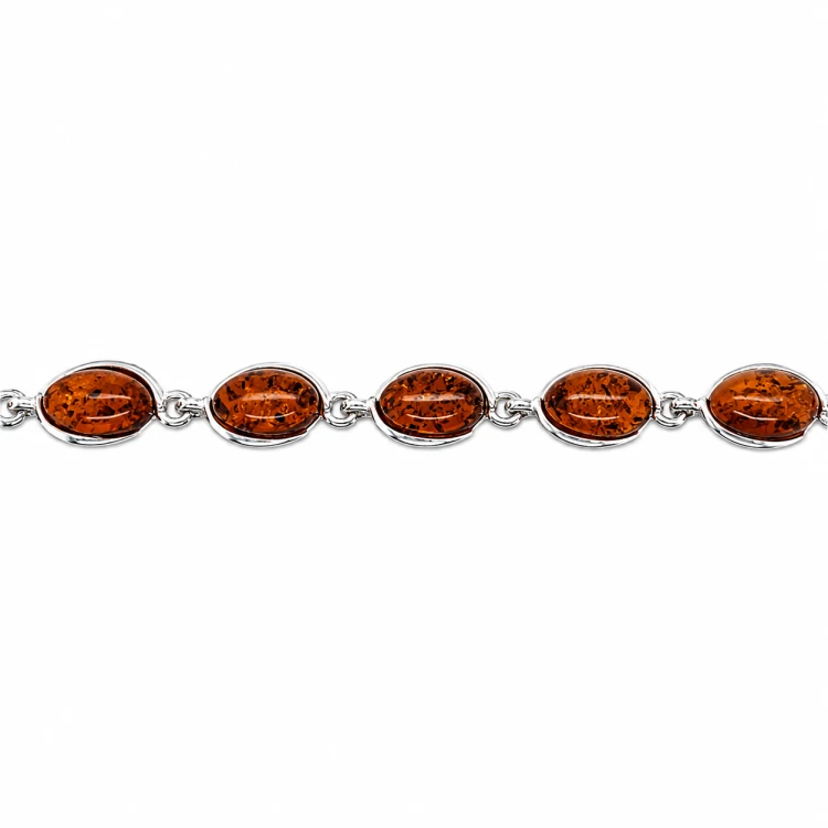 Handgefertigtes silbernes Bernsteinarmband