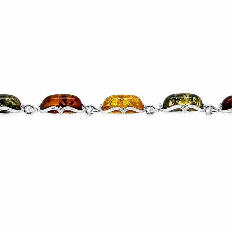 Handgefertigtes Silberarmband mit Bernstein