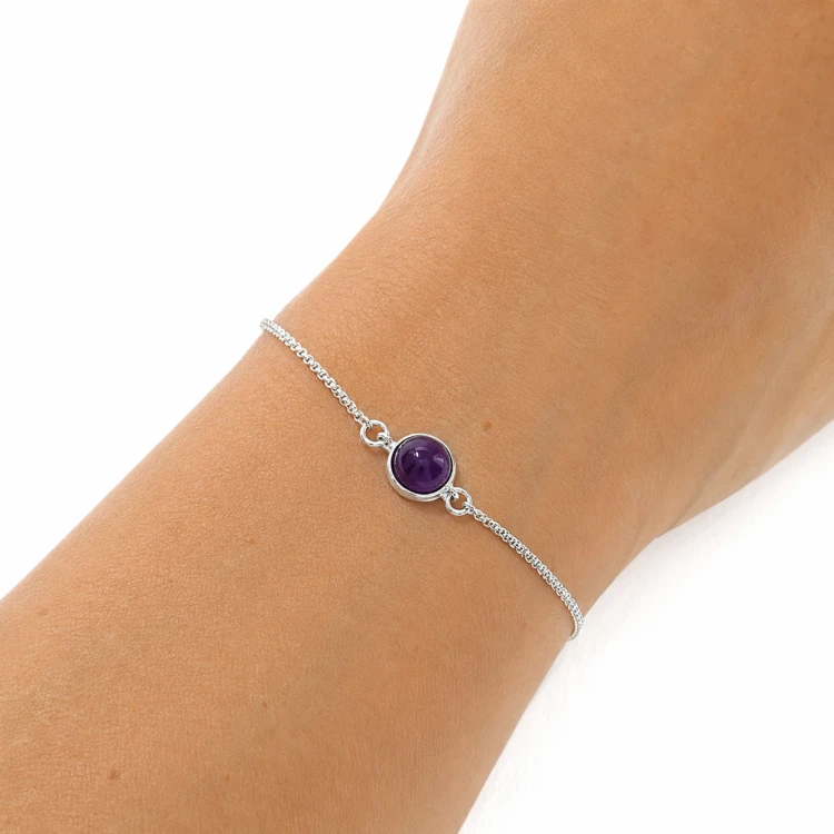 Klassisches Armband Silber Amethyst Stein