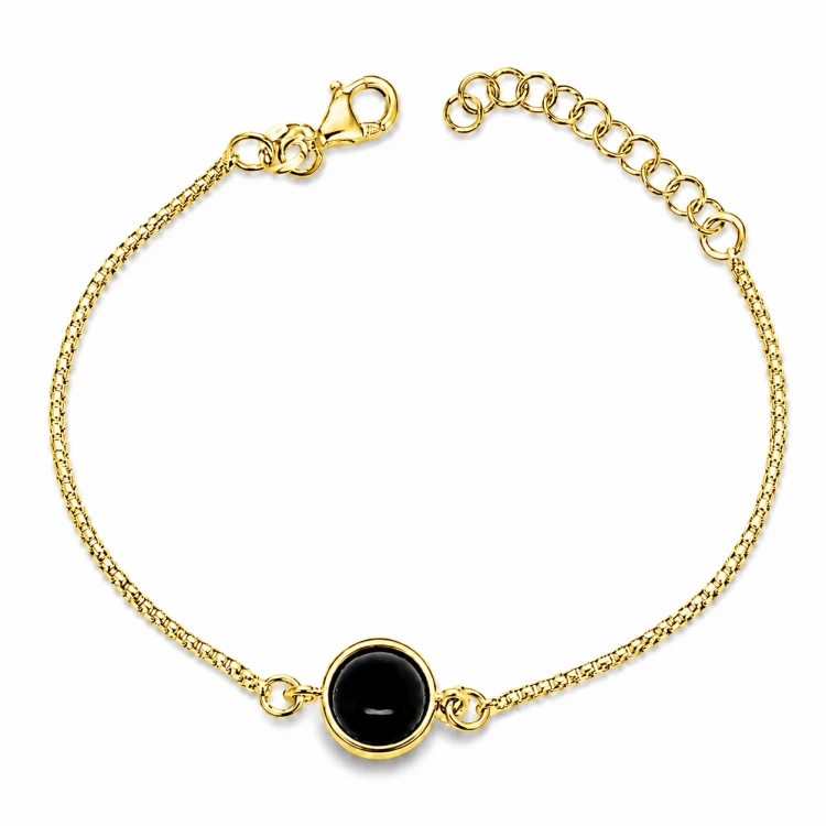 Schwarzer Onyx-Stein im Armband Detailansicht