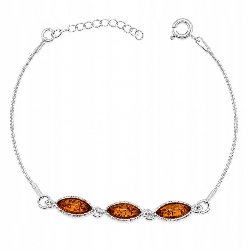 Elegantes Armband aus 925er Silber mit Bernstein